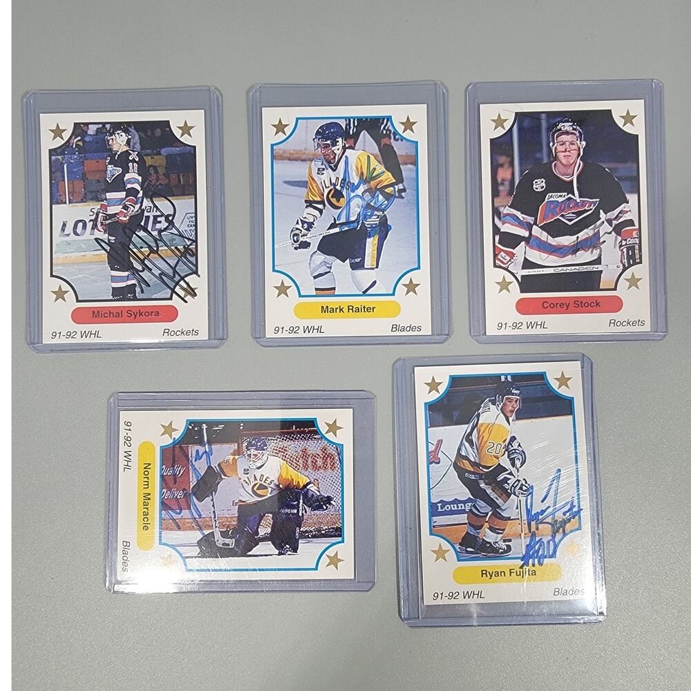 1991-92 WHL Hockey Autograph Signed Cards 5 Count Lot